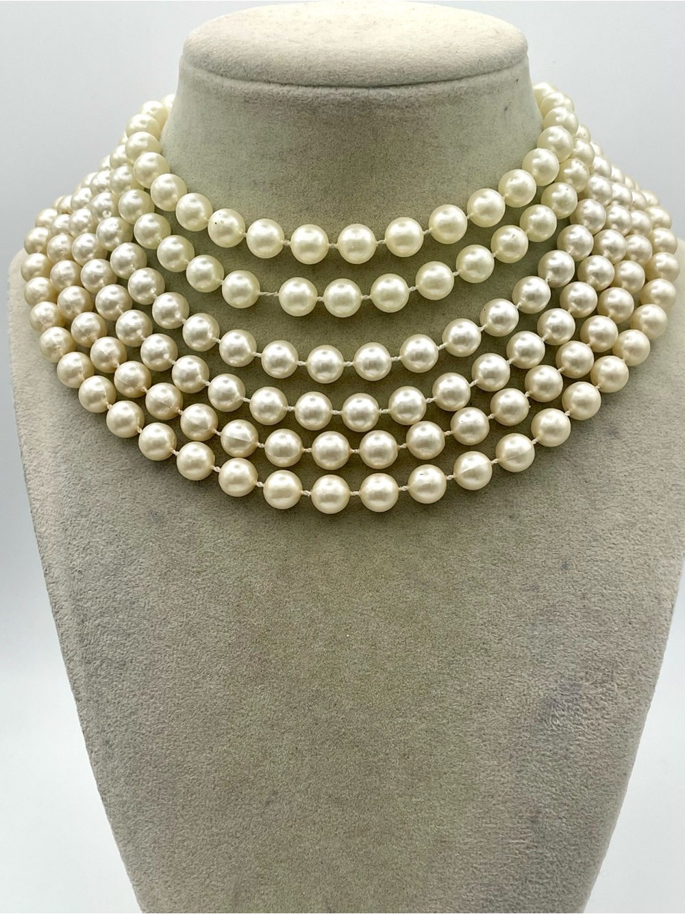 Classic Set of 3 Ivory Faux Pearl Necklaces. 24, 28, and 34 inches long